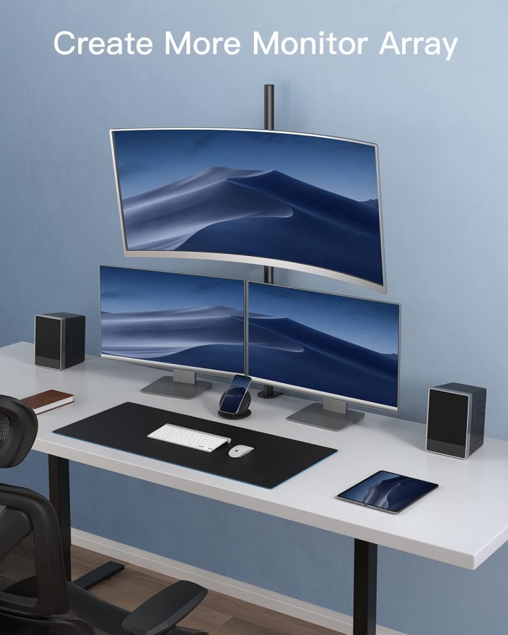 HUANUO Monitor Arm - 1 Monitor - [13–32"] - Extra-High 101cm Column / up to 10kg (Ergonomic Solution for Sit-Stand Workstations: 1010 mm Pole for Flexible Height Adjustment up to 10 kg)